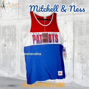 NEW Mitchell & Ness Men's New England Patriots MLB Mesh Tank Top Blue Red Sz L